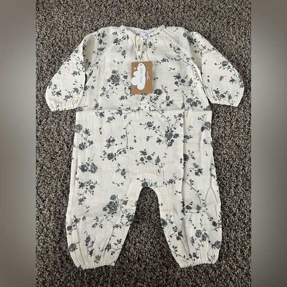 Angel Dear Other - Angel Dear Cream and Gray Rose Romper